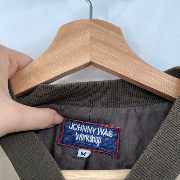 Johnny Was M Camo Silk Embroidered Bomber Jacket - Picture 3 of 5